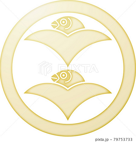 家紋　丸に二つ雁金【金色】 79753733