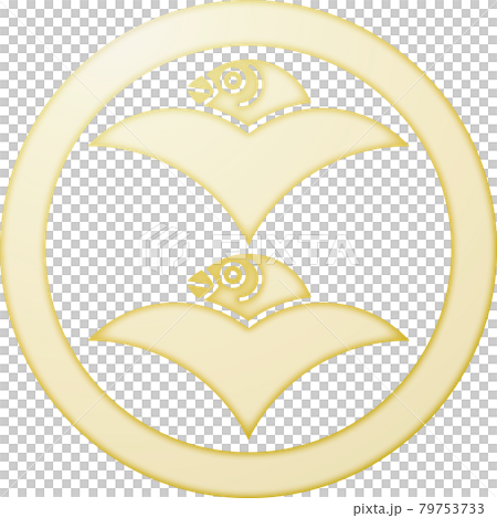 家紋　丸に二つ雁金【金色】 79753733