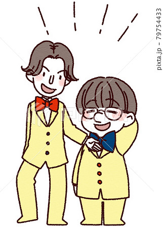 漫才をする男性2人のイラスト素材