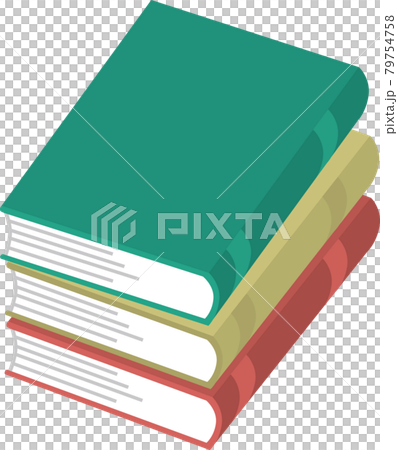 A book that opens to the right with three stacked books 79754758