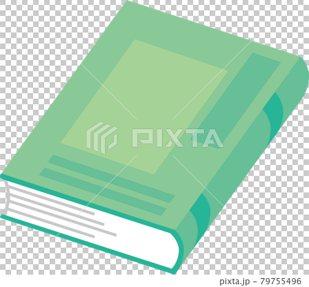 Closed right-opening book_Title Vertical_Green Closed right-opening book_Title Vertical_Green 79755496