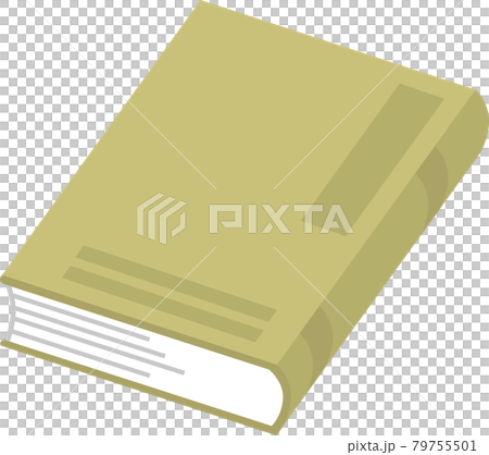 閉じた右開きの本_タイトル縦_黄土色 閉じた右開きの本_タイトル縦_黄土色 79755501