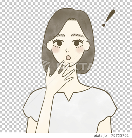 びっくりしている若い女性のイラストのイラスト素材