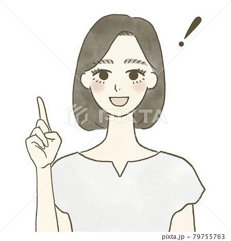 指差しで教える若い女性のイラストのイラスト素材