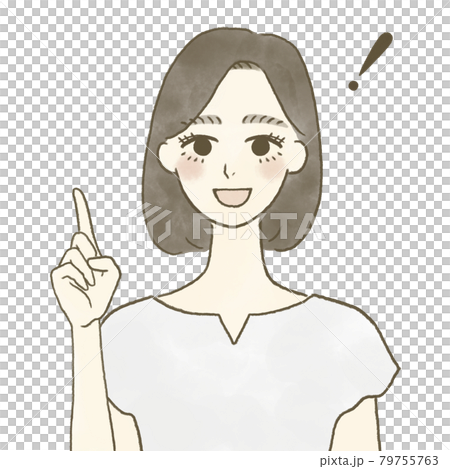 指差しで教える若い女性のイラストのイラスト素材