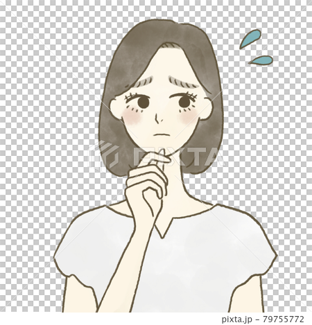 横目で焦る若い女性のイラストのイラスト素材