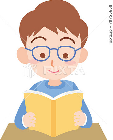 本を読む男性のイラスト素材