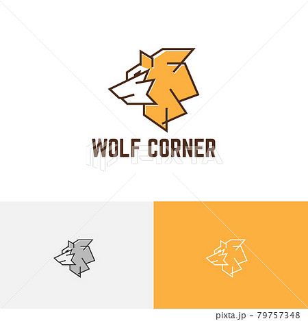 Wolf Head Wild Animal Line Corner Business Logoのイラスト素材