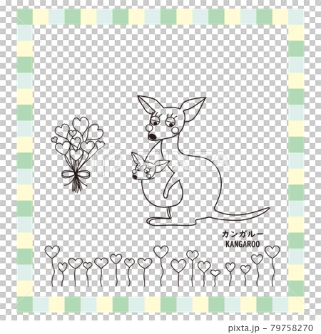かわいい動物シリーズ カンガルー 親子のイラスト素材