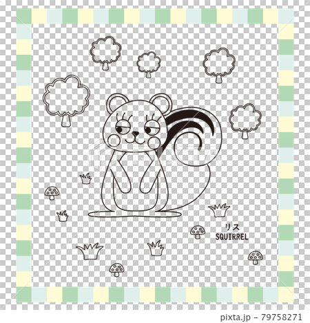 Cute animal series line drawing squirrel Cute animal series line drawing squirrel 79758271