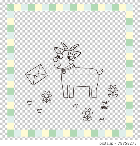 可愛動物系列線描山羊 可愛動物系列線描山羊 79758275