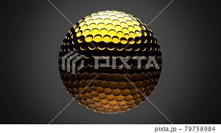 Gold golf ball isolated on gray background. 79758984