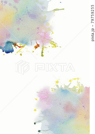 Bright watercolor blue- yellow- red stain line.のイラスト素材 [79759255] - PIXTA
