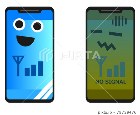 スマホの電波受信状態を表した顔のイラスト 79759476