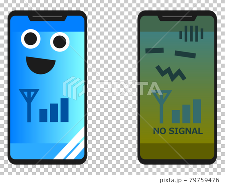 スマホの電波受信状態を表した顔のイラスト 79759476
