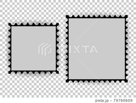 Two of postage stamp, collection square, circle and rectangular postage stamps, template on transparent background. Vector Illustration. Two of postage stamp, collection square, circle and rectangular postage stamps, template on transparent background. Vector Illustration. 79760609