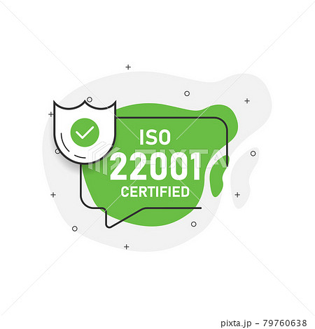 Green abstraction isolated sticker iso 22001 certified. Vector illustration. 79760638