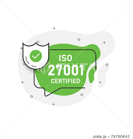 Green abstraction isolated sticker iso 27001 certified. Vector illustration. 79760642
