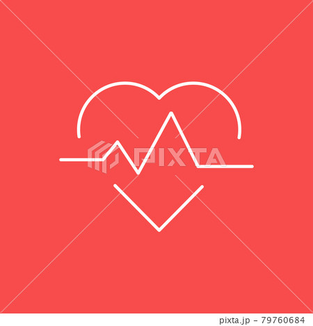 Heartbeat pulse, linear medical vector icon. Red background. Vector illustration. Heartbeat pulse, linear medical vector icon. Red background. Vector illustration. 79760684