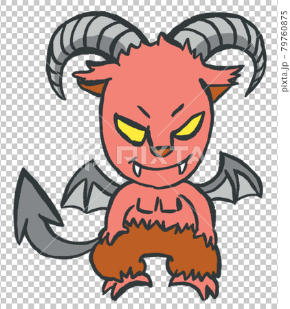 ハロウィンの日に現れた悪魔サタンのイラスト素材
