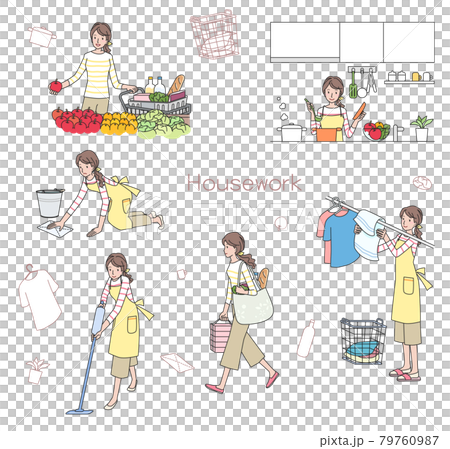 家事をする若い女性　いろいろ 79760987