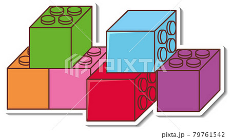 Sticker Design With Many Lego Bricksのイラスト素材