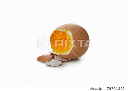 Tasty boiled egg isolated on white background 79761895