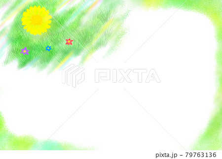 道端に生えてる素朴な花をイメージした手描きフレーム のイラスト素材