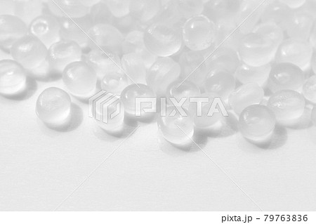 Close up picture of polypropylene granules, selective focus. 79763836