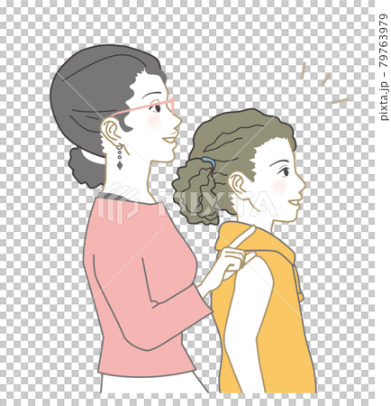 指向非裔美國人的母親和女兒 指向非裔美國人的母親和女兒 79763979