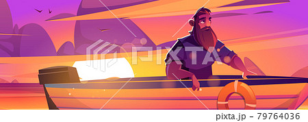 Enjoy moment poster with man in boat at sunset Enjoy moment poster with man in boat at sunset 79764036