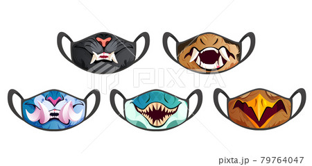 Face masks with scary animal fangs 79764047