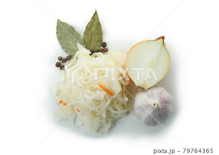 Bunch of sauerkraut isolated on white background Bunch of sauerkraut isolated on white background 79764365