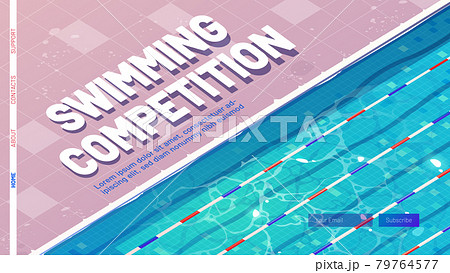 Swimming competition cartoon landing page, banner Swimming competition cartoon landing page, banner 79764577