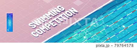 Swimming competition cartoon landing page, banner Swimming competition cartoon landing page, banner 79764578