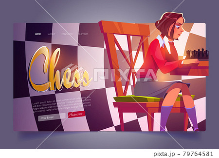 Chess club landing page, young girl playing game 79764581
