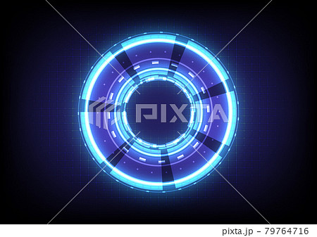 Science infographic. Element of computer data. Abstract hologram hi-tech background. Virtual reality technology electric innovation. Head-up display interface. Futuristic Sci-Fi glowing HUD circuit 79764716