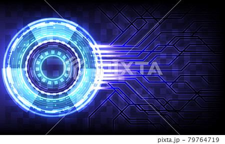 Science infographic. Element of computer data connect. Abstract hologram hi-tech background. Virtual reality technology electric innovation. Head-up display interface. Futuristic Sci-Fi glowing HUD 79764719