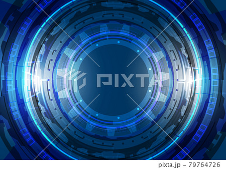 Abstract high tech background. Virtual reality technology innovation. Head-up display interface. Futuristic Sci-Fi glowing HUD circuit. Digital infographic business 79764726