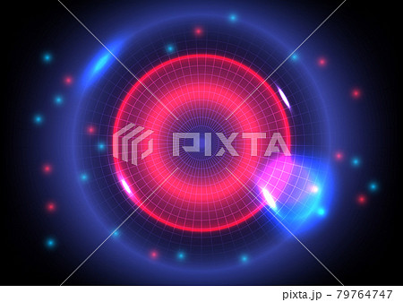 Futuristic sci-Fi glowing circuit. Red and blue neon light effect. Abstract interface background. Screen for placeholder and landing page design. Digital business 79764747