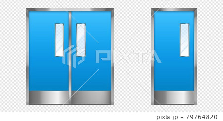 Metal doors with glass elements, 3d vector entry 79764820