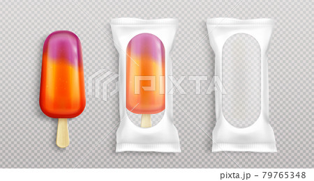 Fruit popsicle in white package with clear window 79765348