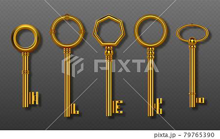 Vector realistic old gold keys collection 79765390