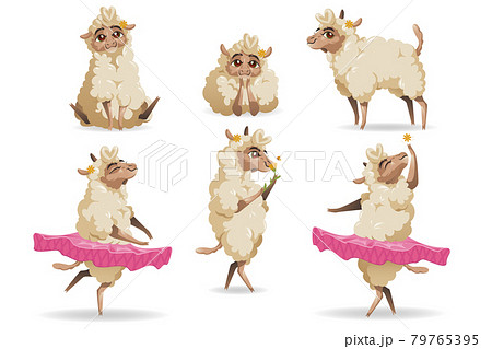 Cute sheep animal cartoon set. Little fluffy lamb 79765395