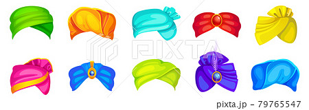 Turbans, indian and arab headdress, colorful pagdi 79765547