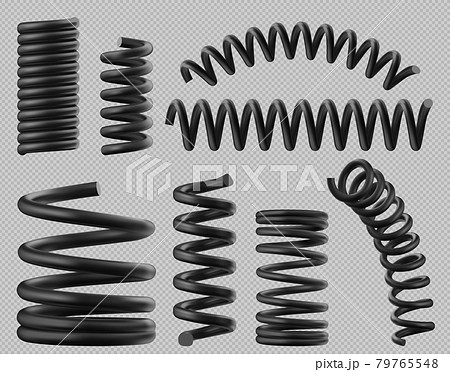 Black spring coils, flexible spiral metal wire 79765548