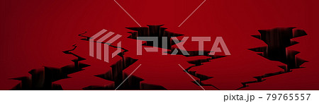 Ground cracks, earthquake cracking holes set. 79765557