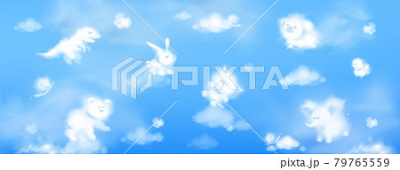 White clouds in shape of cute animals in sky 79765559