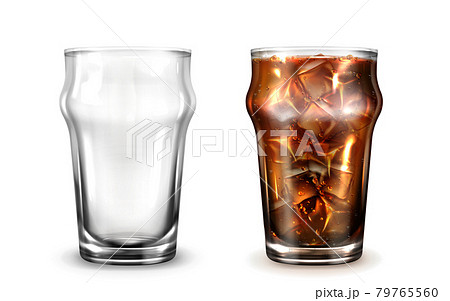 Empty and full glass with cola or ice coffee 79765560