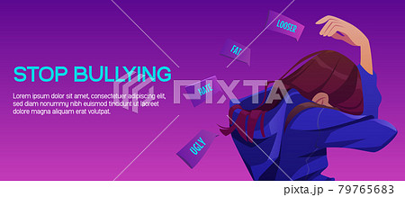 Stop bullying poster with sad victim girl 79765683